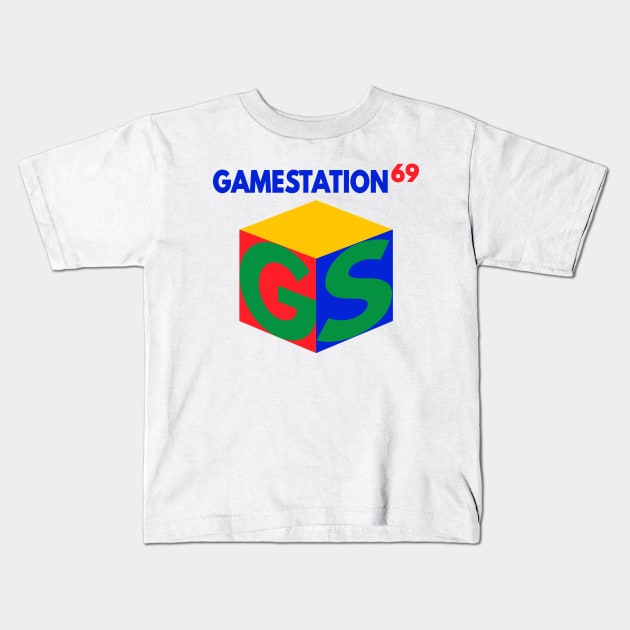 GameStation 69 Parody Video Game System 90's 2000's Knock Off Brand Logo Parody (Version 2) Kids T-Shirt by blueversion